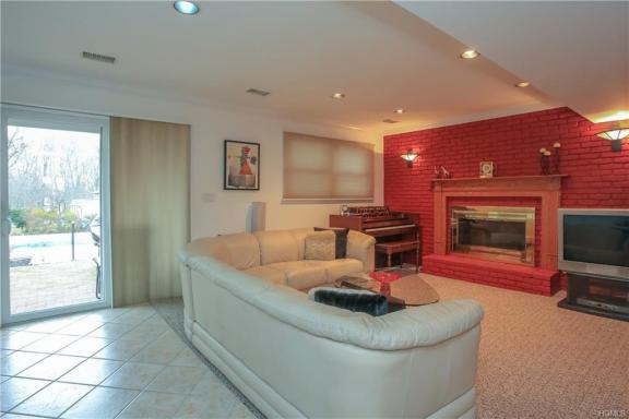 Leather sectional couch (beige/ivory) and glass coffee table for sale in Pearl River NY