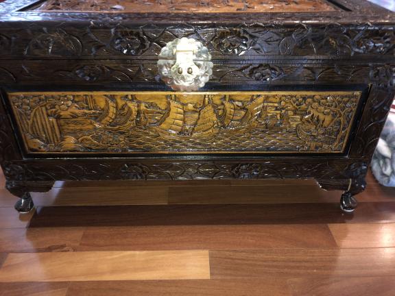 Hand carved Asian trunk for sale in Fishers IN