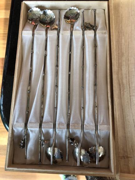 6 antique ice tea silver plate spoons for sale in Fishers IN