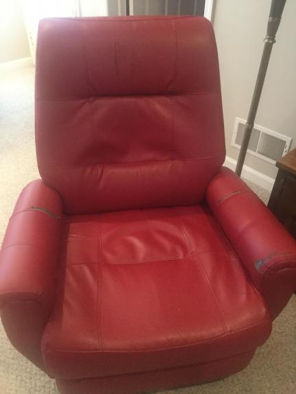 Red bonded leather power recliner for sale in Clarks Summit PA