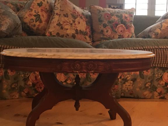 Antique coffee table with marble top for sale in West Chester PA