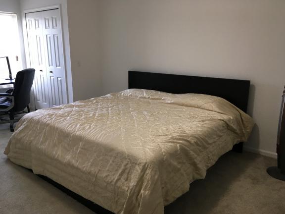 King size bed w mattress, TV stand, Living room table