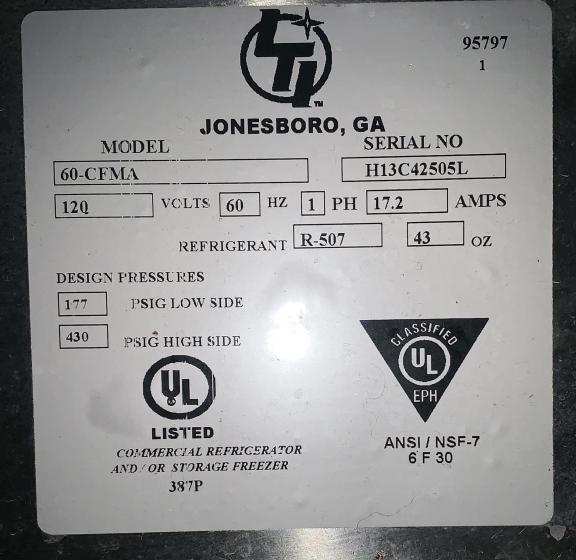 Cold Serving Table LTI model 60-CFMA