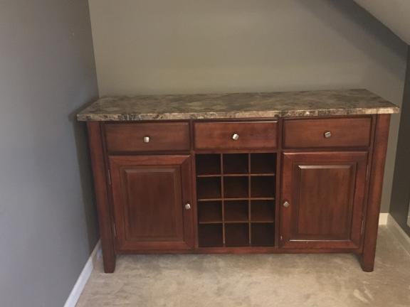 Marble Dining Table 6 matching chairs with matching Marble Wine storage/cabinet