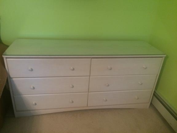 White children's bedroom set, dresser, desk and chair
