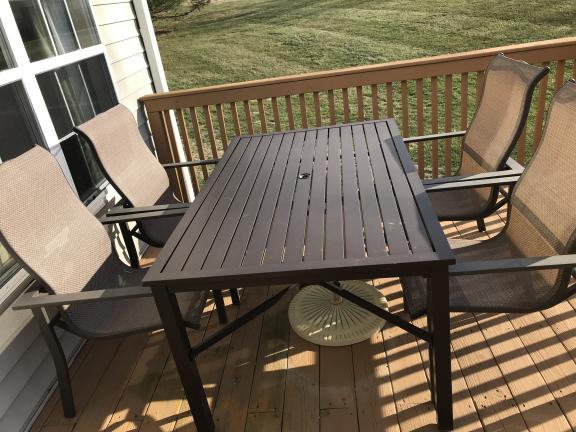 Patio set, rectangle, 4 high back chairs for sale in West Chester PA
