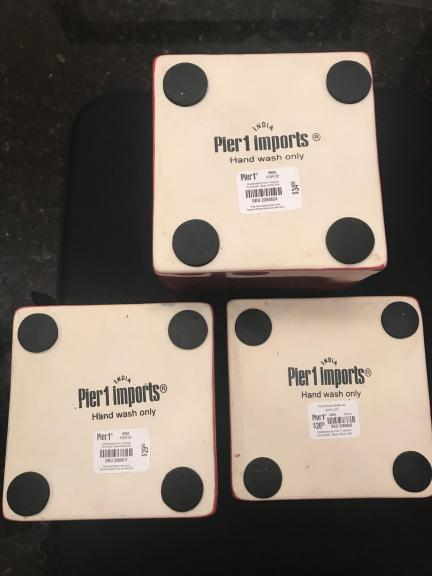 Pier Imports Red 3 Piece Ceramic Canisters
