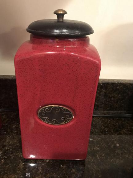 Pier Imports Red 3 Piece Ceramic Canisters