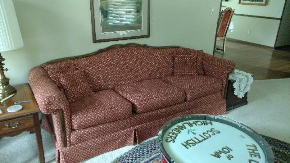 3 Cushion Oak Trimmed Couch