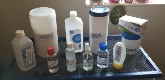 Disinfecting wipes, hand sanitizers, face masks