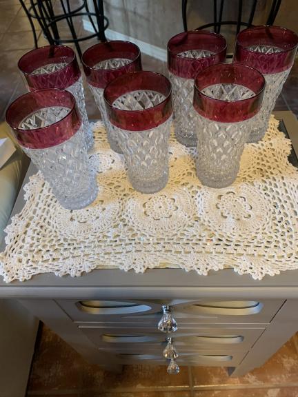 Ruby Red Rimmed Glassware for sale in Rockport TX