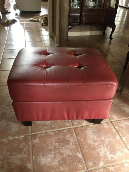 Red Faux Leather Foot Stool