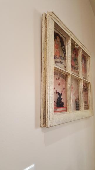 Screen Printed Window Pane. Retro Champagne Ads