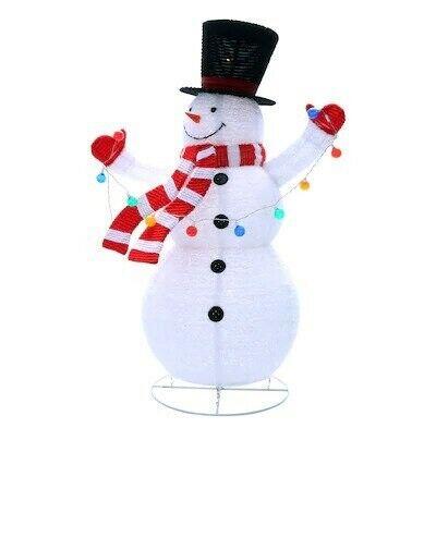 Brand New Boxed 6ft Holiday Living Snowman Sculpture W/ Multicolor LED Incandescent Lights