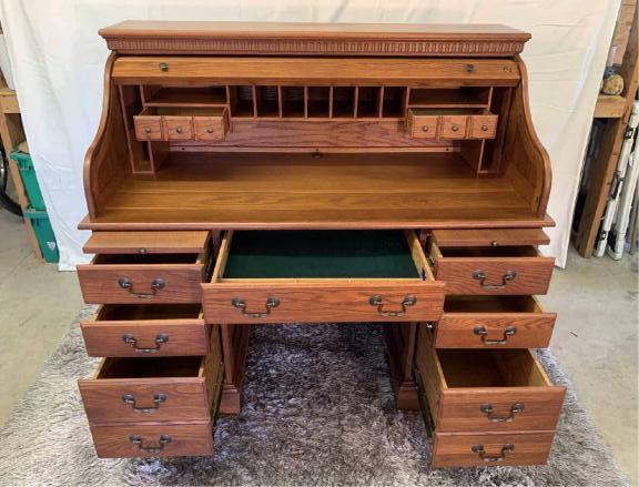 Solid oak roll top desk