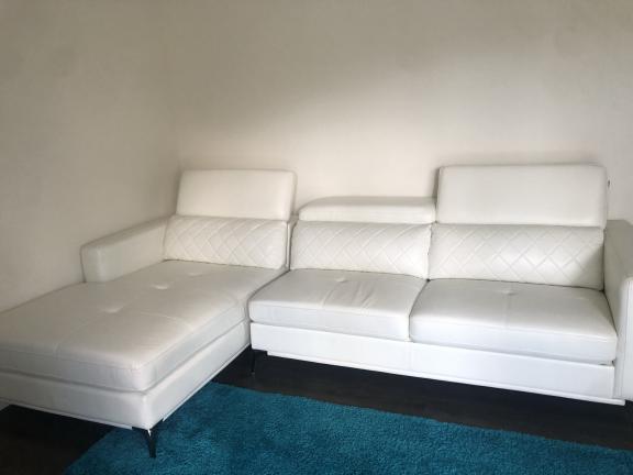 Sofia Vergara White Leather L shaped Couch