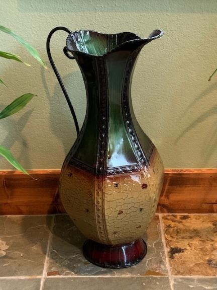 Metal "vase" w/ sunflowers-large