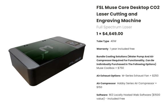 Hobby Laser Cutter Muse Core Full Spectrum Laser