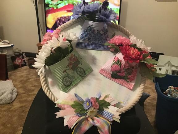 Smashed Can Flower Pocket Wall Decor Wreath for sale in Butler OH