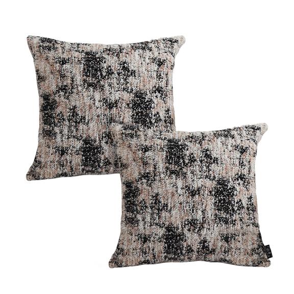 SOGA 2X 45cm Black & Beige Textured Pillowcase