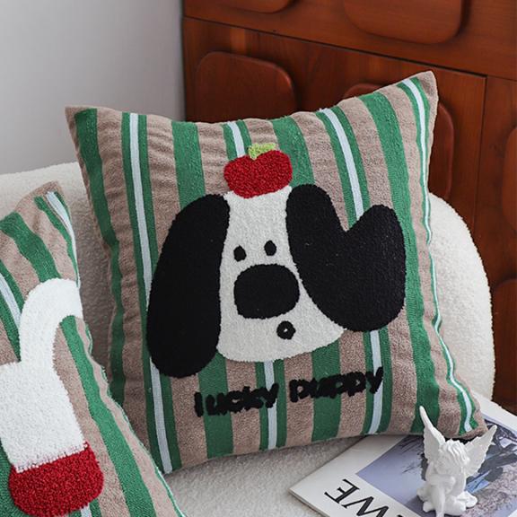 SOGA 2X 45cm Christmas Dog Pillow Cover - Holiday Striped Pillowcase
