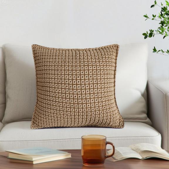 SOGA 2X 45cm Cozy Brown Geometric Knit Polyester Pillow Cover