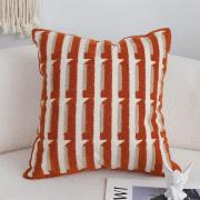 SOGA 2X 45cm Rust Orange & Off-White Striped Polyester Decorative Pillowcase for sale in Dover DE