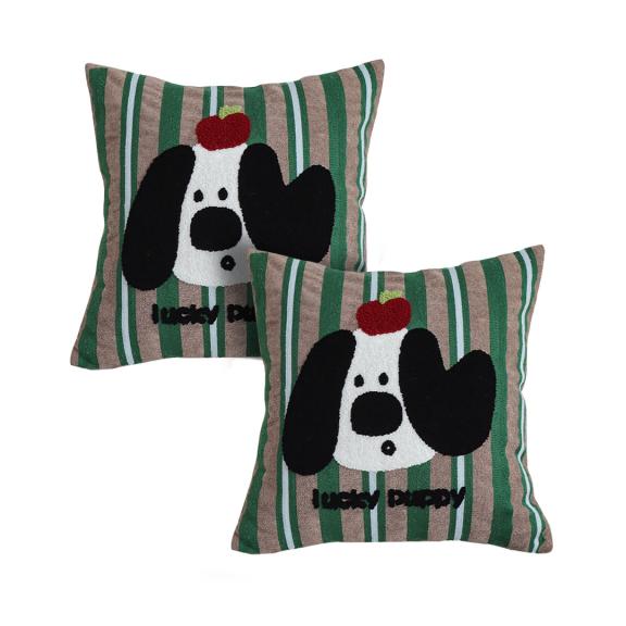 SOGA 2X 45cm Christmas Dog Pillow Cover - Holiday Striped Pillowcase