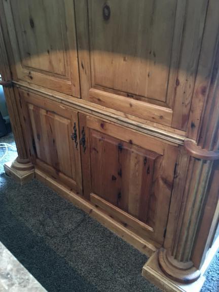 Queen Pine Poster Bed w Matching Armoire for sale in Alpharetta GA